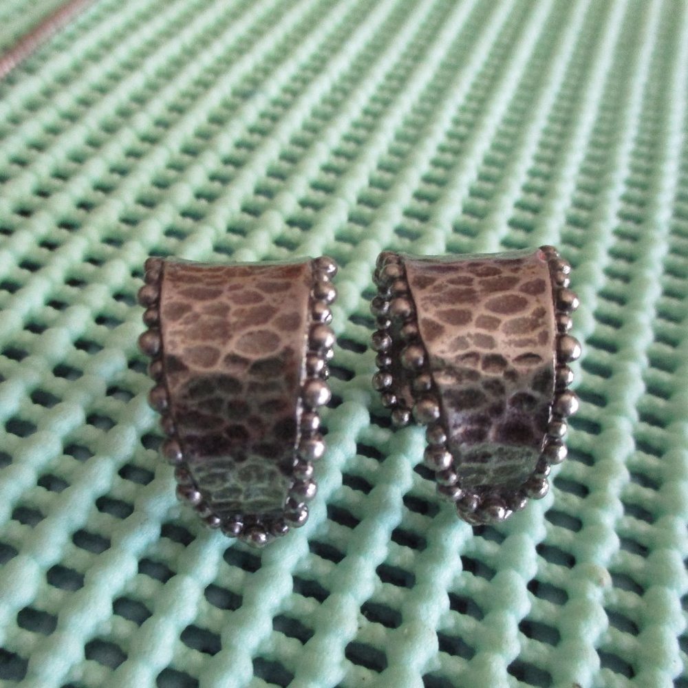 Vintage Chico's Silvertone Curved Pierced Earrings